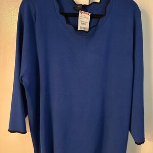 Blue with black trim sweater. New never worn